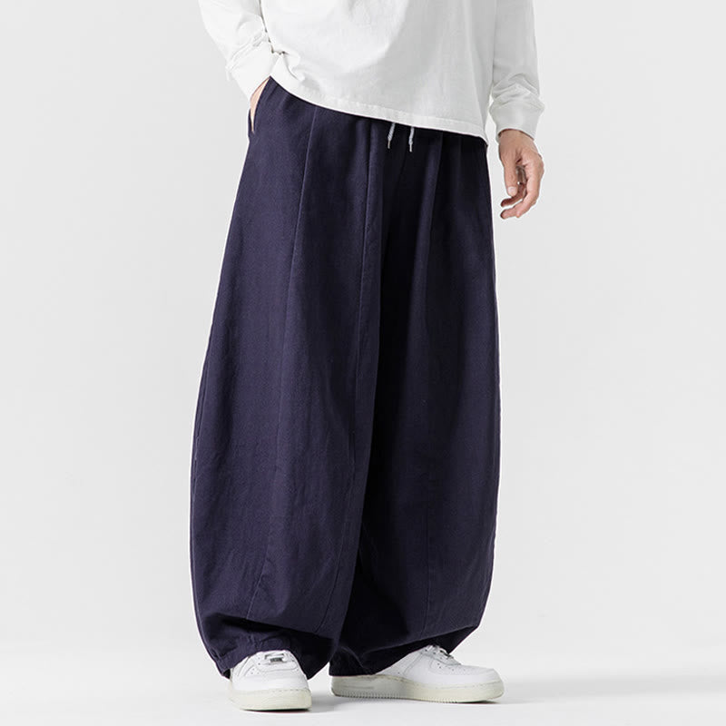 Buddha Stones Winter Commute Herren-Baumwollhose mit weitem Bein und Taschen, schlichtes Design mit Kordelzug - image 3