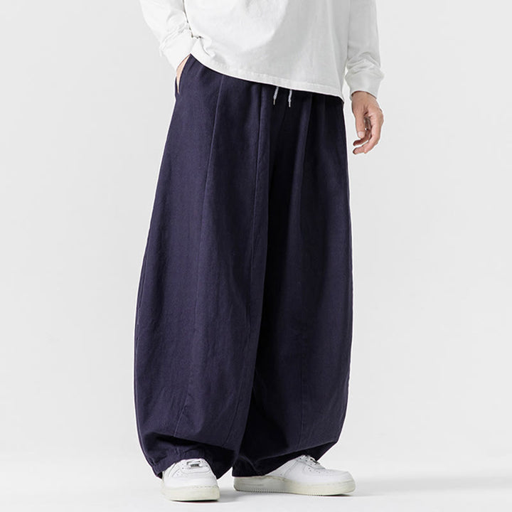 Buddha Stones Winter Commute Herren-Baumwollhose mit weitem Bein und Taschen, schlichtes Design mit Kordelzug - image 3