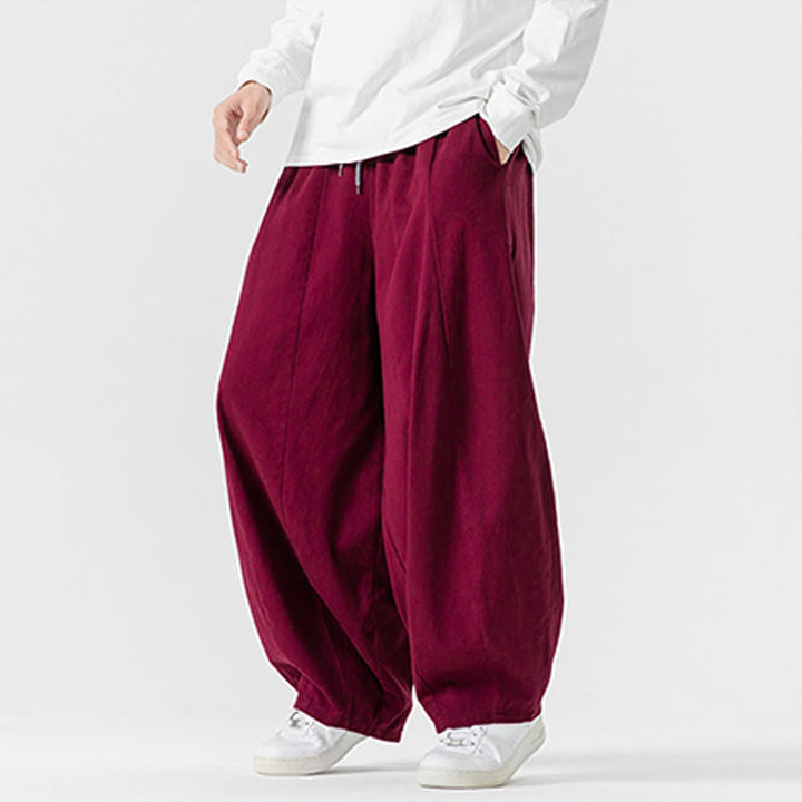 Buddha Stones Winter Commute Herren-Baumwollhose mit weitem Bein und Taschen, schlichtes Design mit Kordelzug - image 35