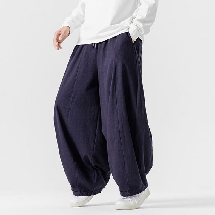 Buddha Stones Winter Commute Herren-Baumwollhose mit weitem Bein und Taschen, schlichtes Design mit Kordelzug - image 7