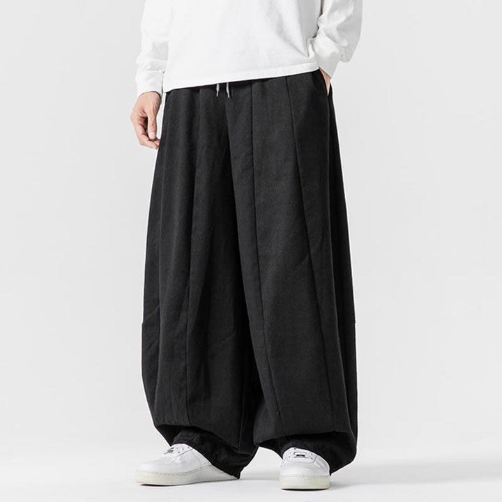 Buddha Stones Winter Commute Herren-Baumwollhose mit weitem Bein und Taschen, schlichtes Design mit Kordelzug - image 39
