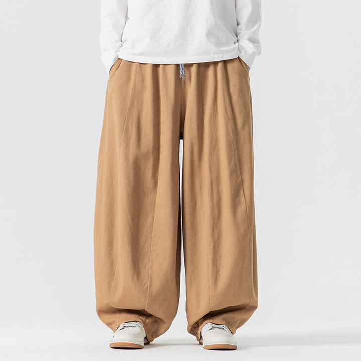 Buddha Stones Winter Commute Herren-Baumwollhose mit weitem Bein und Taschen, schlichtes Design mit Kordelzug - NavajoWhite - US/UK/AU46, EU56 (5XL) - image 8