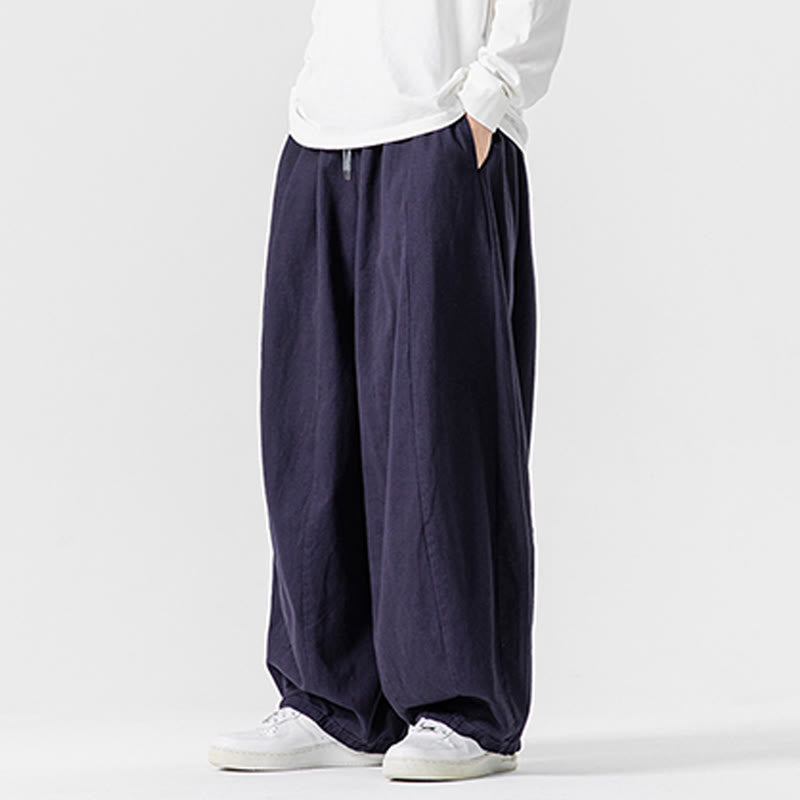 Buddha Stones Winter Commute Herren-Baumwollhose mit weitem Bein und Taschen, schlichtes Design mit Kordelzug - image 4