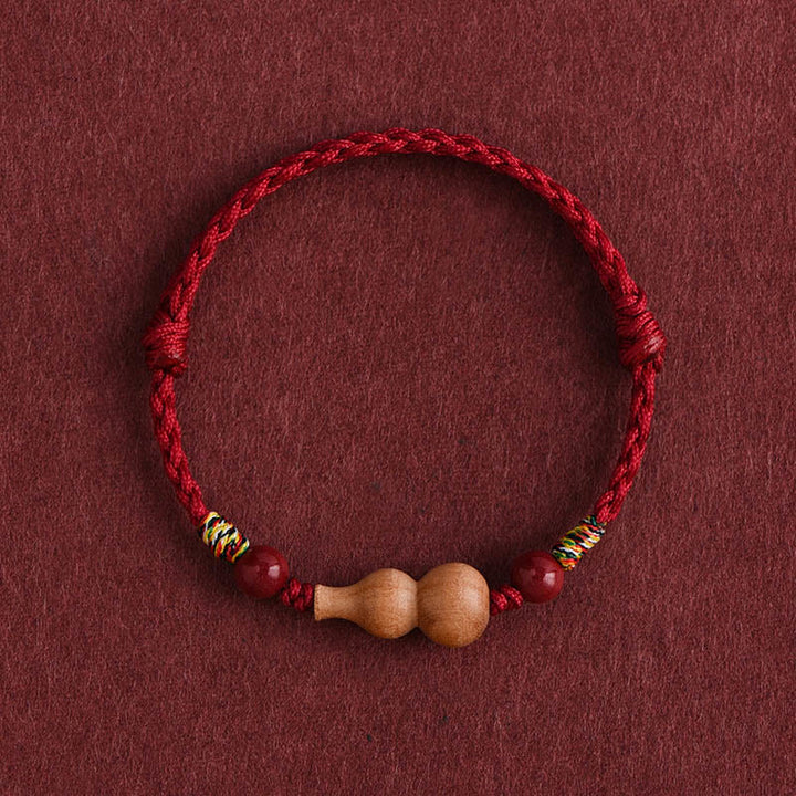 Buddha Stones, Kürbis, Pfirsichholz, Seil, verstellbares Armband für Reichtum und Glück - Dunkelrotes Seil (Handgelenkumfang: 15-19 cm) - image 0