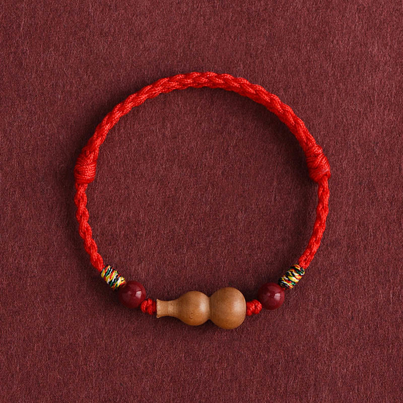 Buddha Stones, Kürbis, Pfirsichholz, Seil, verstellbares Armband für Reichtum und Glück - Rotes Seil (Handgelenkumfang: 15-19 cm) - image 5