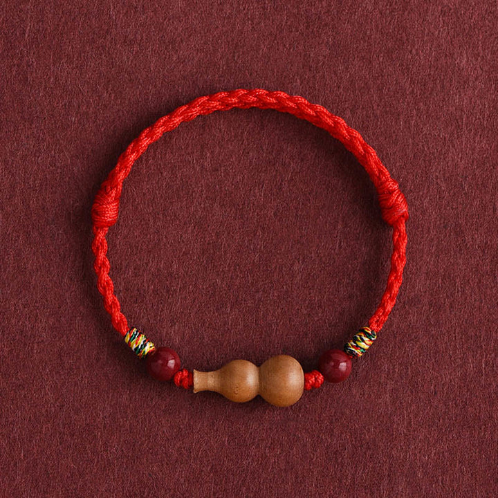 Buddha Stones, Kürbis, Pfirsichholz, Seil, verstellbares Armband für Reichtum und Glück - Rotes Seil (Handgelenkumfang: 15-19 cm) - image 5
