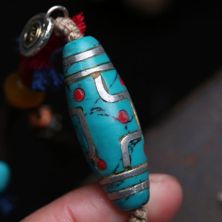 Buddha Stones ​​Kupfer Türkis Dzi-Perlen Glückskette Anhänger - image 8