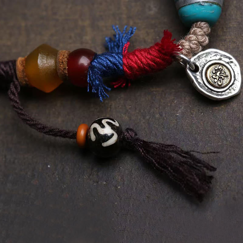 Buddha Stones ​​Kupfer Türkis Dzi-Perlen Glückskette Anhänger - image 3
