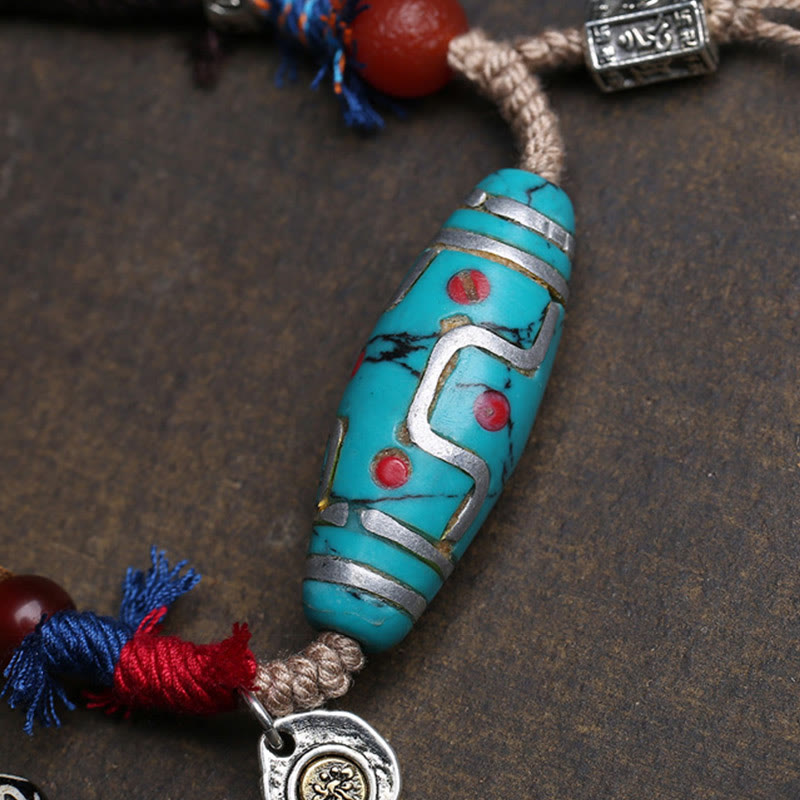 Buddha Stones ​​Kupfer Türkis Dzi-Perlen Glückskette Anhänger - image 4