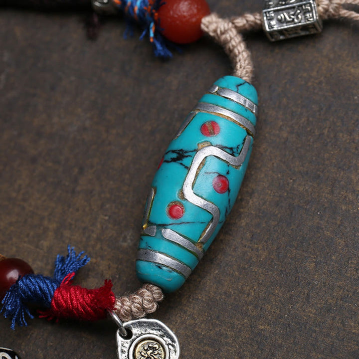 Buddha Stones ​​Kupfer Türkis Dzi-Perlen Glückskette Anhänger - image 4
