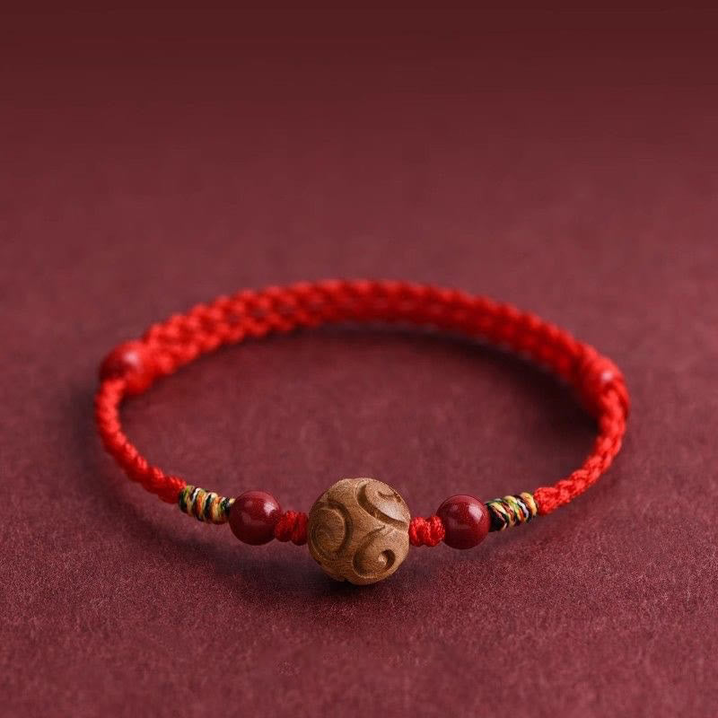 Buddha Stones, geschnitztes Glücksmuster, natürliches Pfirsichholzseil, Glücksarmband - image 0