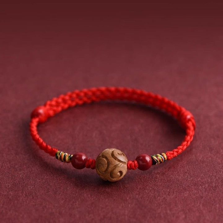 Buddha Stones, geschnitztes Glücksmuster, natürliches Pfirsichholzseil, Glücksarmband - image 0