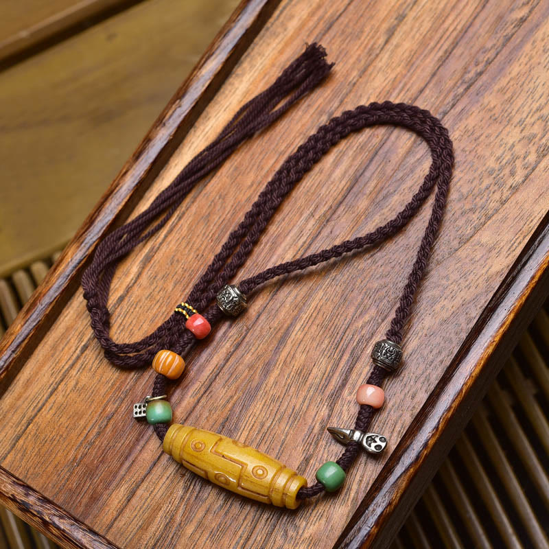 Buddha Stones, Kupfer, Neun-Augen-Dzi-Perle, Knochenperle, Glücks- und Balance-Halskette, Anhänger - Stil A - image 0