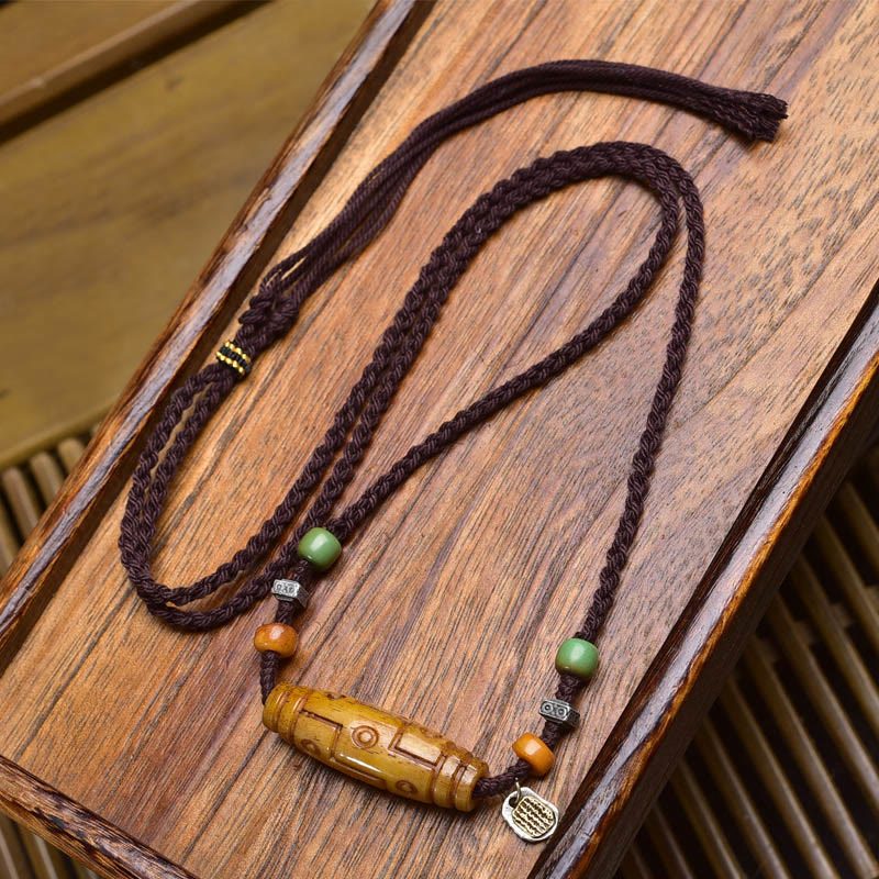 Buddha Stones, Kupfer, Neun-Augen-Dzi-Perle, Knochenperle, Glücks- und Balance-Halskette, Anhänger - Stil C - image 2