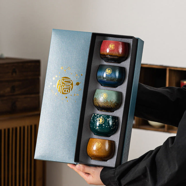 Buddha Stones, handbemalte Fu-Figur, Keramik-Teetasse, Kung-Fu-Teetasse mit Geschenkbox - image 7