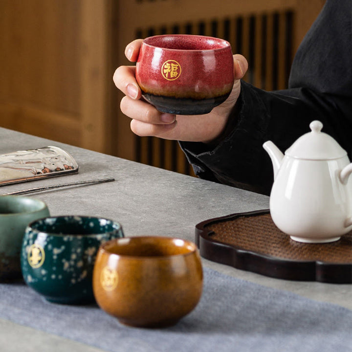 Buddha Stones, handbemalte Fu-Figur, Keramik-Teetasse, Kung-Fu-Teetasse mit Geschenkbox - image 2
