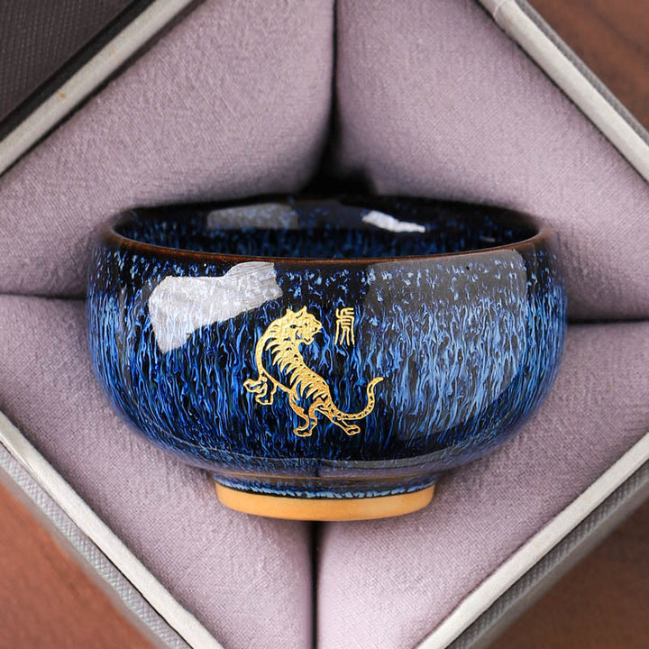 Buddha Stones, chinesisches Tierkreiszeichen, Jahr des Pferdes, Keramik-Teetasse, Kung-Fu-Teetasse, 135 ml - Tiger 7,5 cm × 4,8 cm × 135 ml - image 3