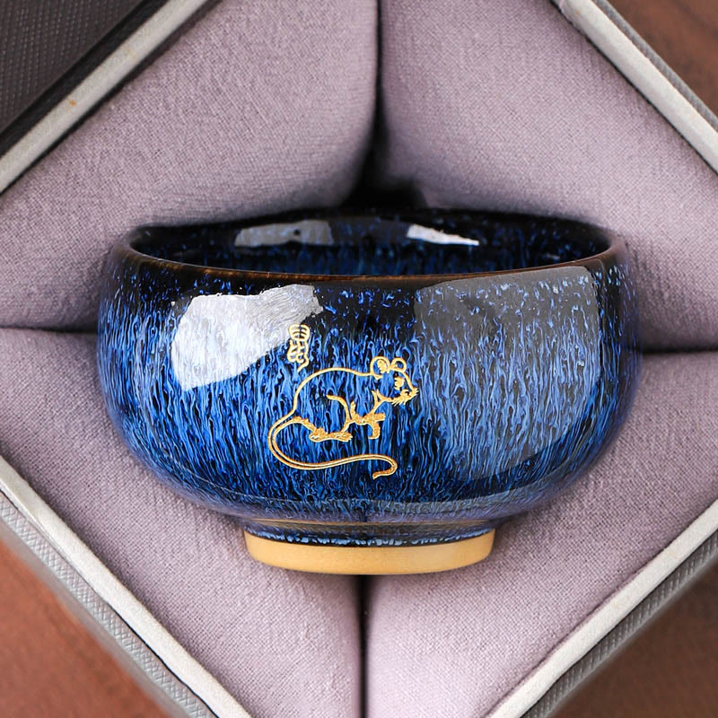 Buddha Stones, chinesisches Tierkreiszeichen, Jahr des Pferdes, Keramik-Teetasse, Kung-Fu-Teetasse, 135 ml - Ratte 7,5 cm * 4,8 cm * 135 ml - image 1