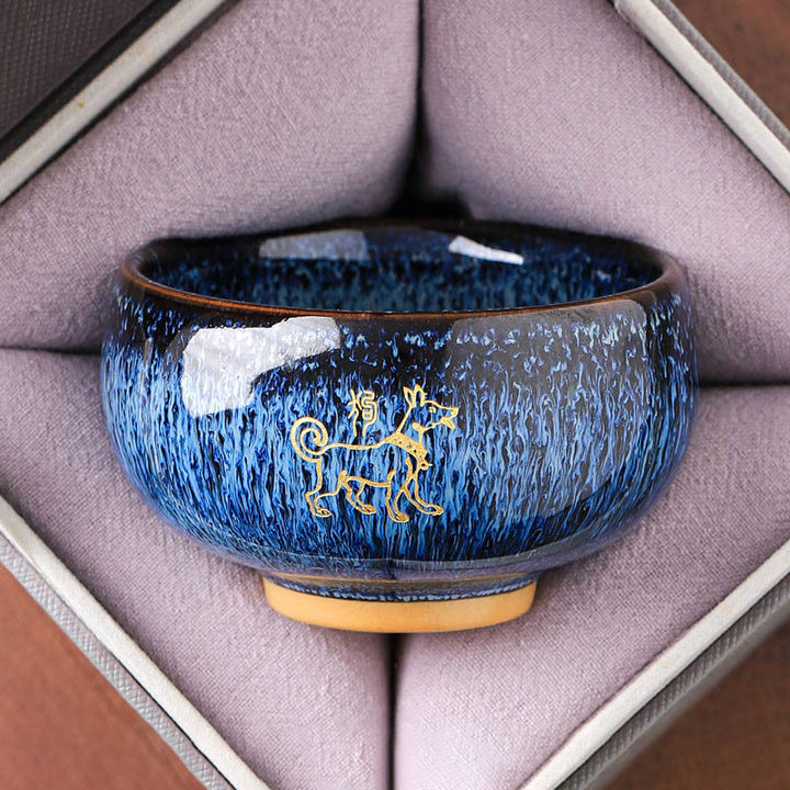 Buddha Stones, chinesisches Tierkreiszeichen, Jahr des Pferdes, Keramik-Teetasse, Kung-Fu-Teetasse, 135 ml - Hund 7,5 cm * 4,8 cm * 135 ml - image 10