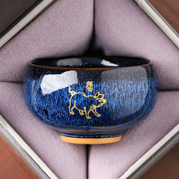 Buddha Stones, chinesisches Tierkreiszeichen, Jahr des Pferdes, Keramik-Teetasse, Kung-Fu-Teetasse, 135 ml - Schwein 7,5 cm * 4,8 cm * 135 ml - image 11
