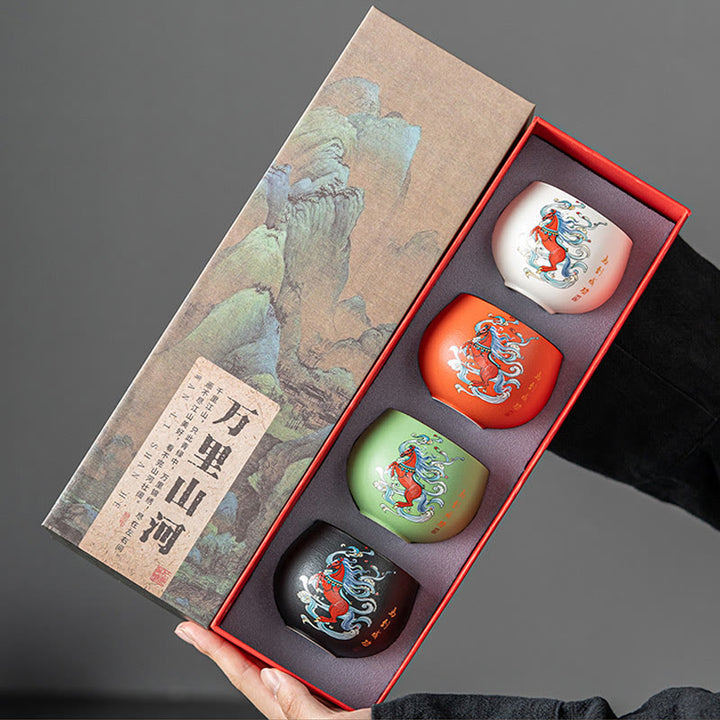 Buddha Stones ​​Jahr des Pferdes Handbemalte Keramik-Teetasse Kung Fu Teetasse  - image 2