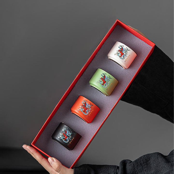 Buddha Stones ​​Jahr des Pferdes Handbemalte Keramik-Teetasse Kung Fu Teetasse  - Tassenset (gerade) 5,3 cm × 4 cm × 50 ml - image 8