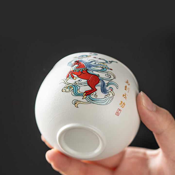 Buddha Stones ​​Jahr des Pferdes Handbemalte Keramik-Teetasse Kung Fu Teetasse  - image 7