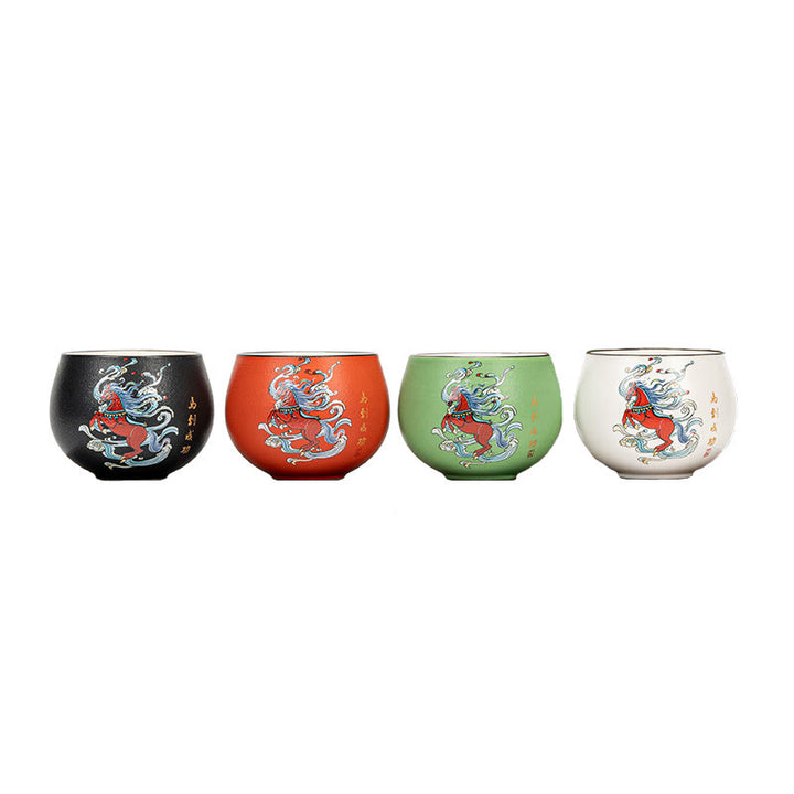 Buddha Stones ​​Jahr des Pferdes Handbemalte Keramik-Teetasse Kung Fu Teetasse  - image 5