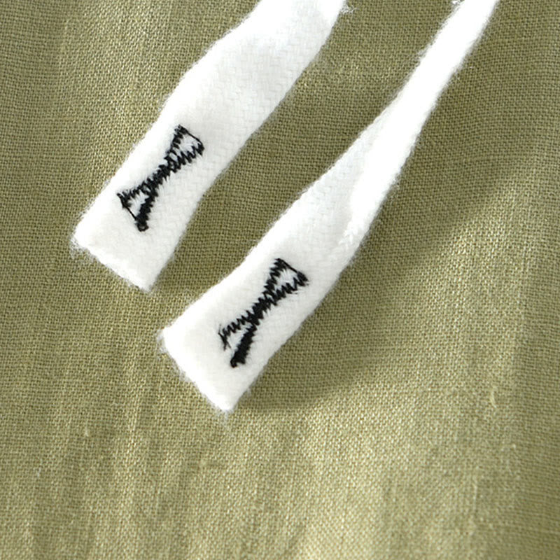 Buddha Stones Herbstfarbene, einfarbige Leinenhose für Herren mit Kordelzug und elastischem Bund, knöchellang und mit Taschen - image 22