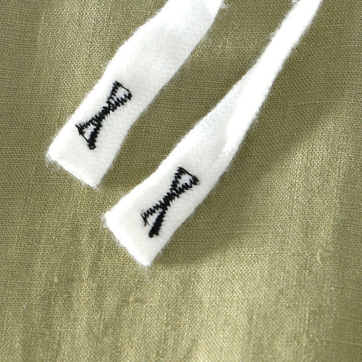 Buddha Stones Herbstfarbene, einfarbige Leinenhose für Herren mit Kordelzug und elastischem Bund, knöchellang und mit Taschen - image 22
