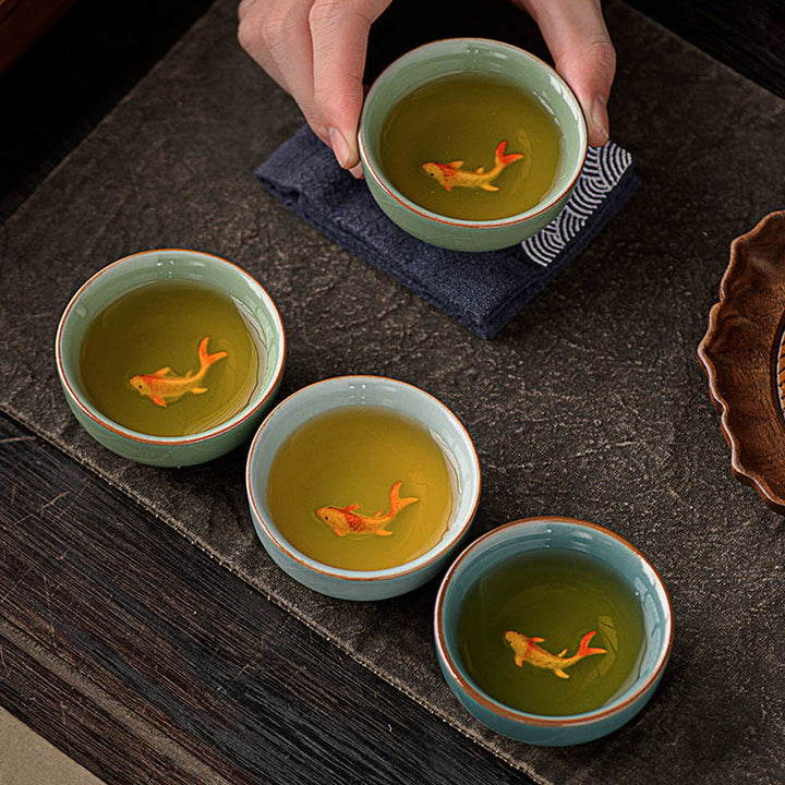 Buddha Stones, handbemalte Koi-Fisch-Keramik-Teetasse, Kung-Fu-Teetasse, 50 ml - image 10
