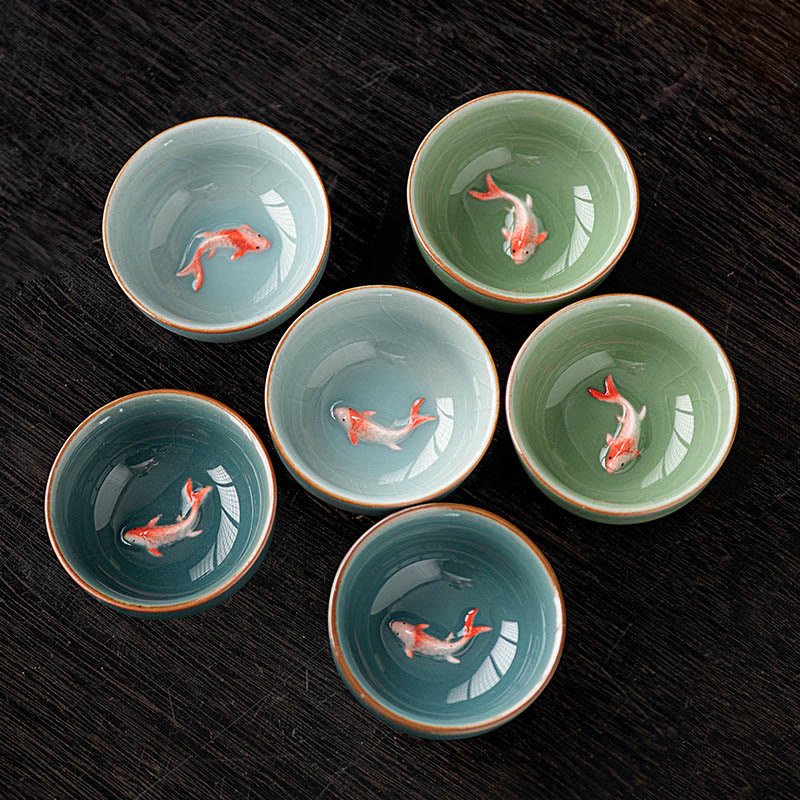 Buddha Stones, handbemalte Koi-Fisch-Keramik-Teetasse, Kung-Fu-Teetasse, 50 ml - image 11