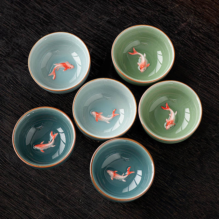 Buddha Stones, handbemalte Koi-Fisch-Keramik-Teetasse, Kung-Fu-Teetasse, 50 ml - image 11