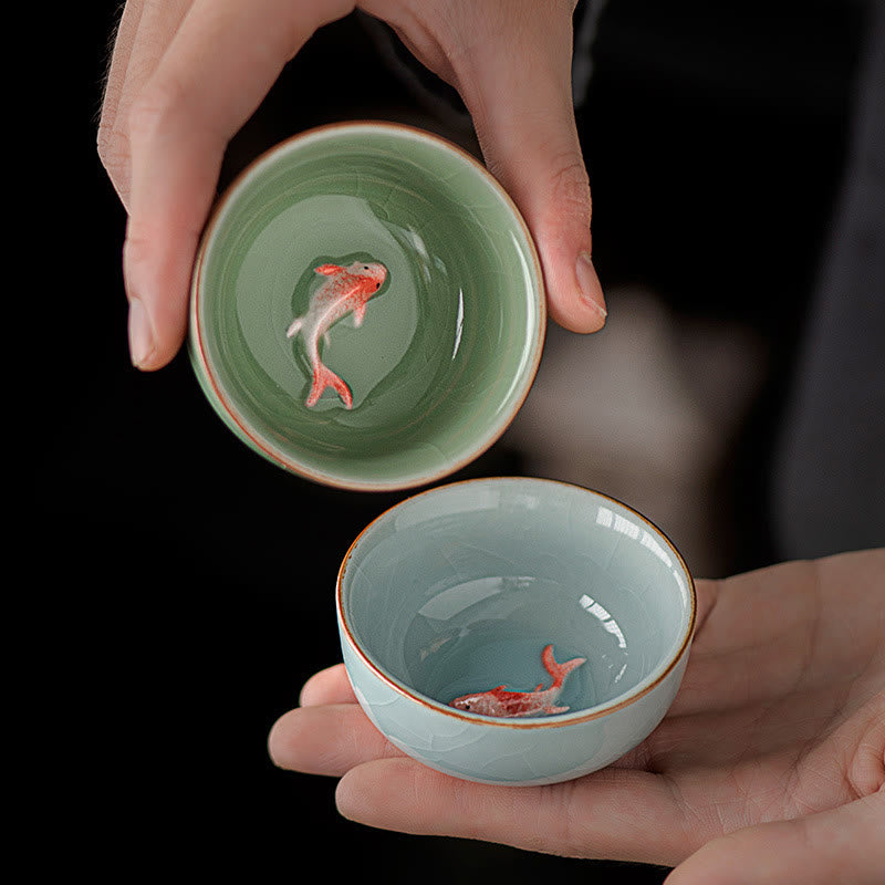 Buddha Stones, handbemalte Koi-Fisch-Keramik-Teetasse, Kung-Fu-Teetasse, 50 ml - image 9