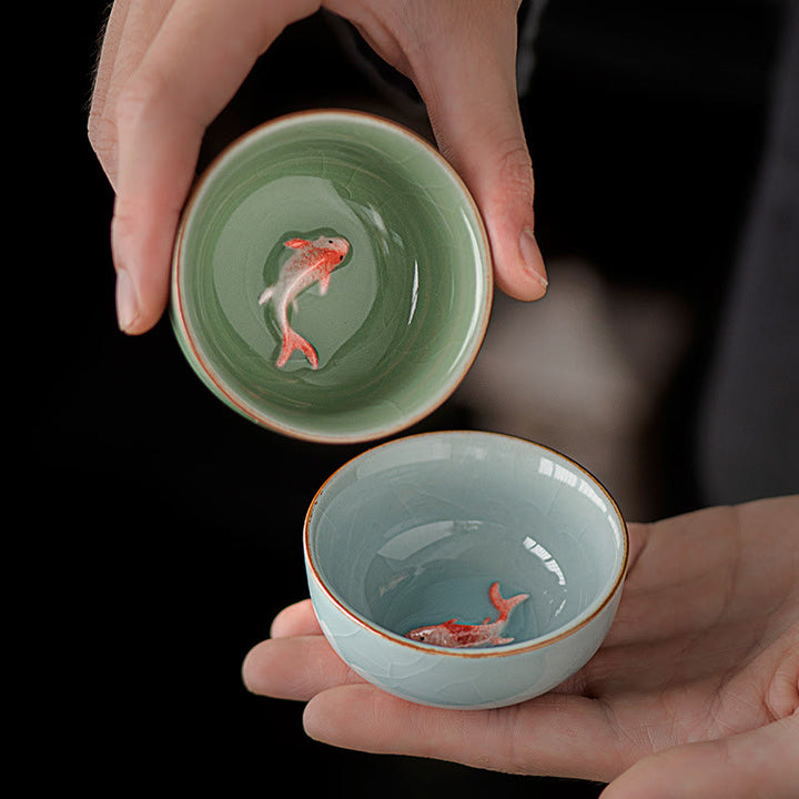 Buddha Stones, handbemalte Koi-Fisch-Keramik-Teetasse, Kung-Fu-Teetasse, 50 ml - image 9