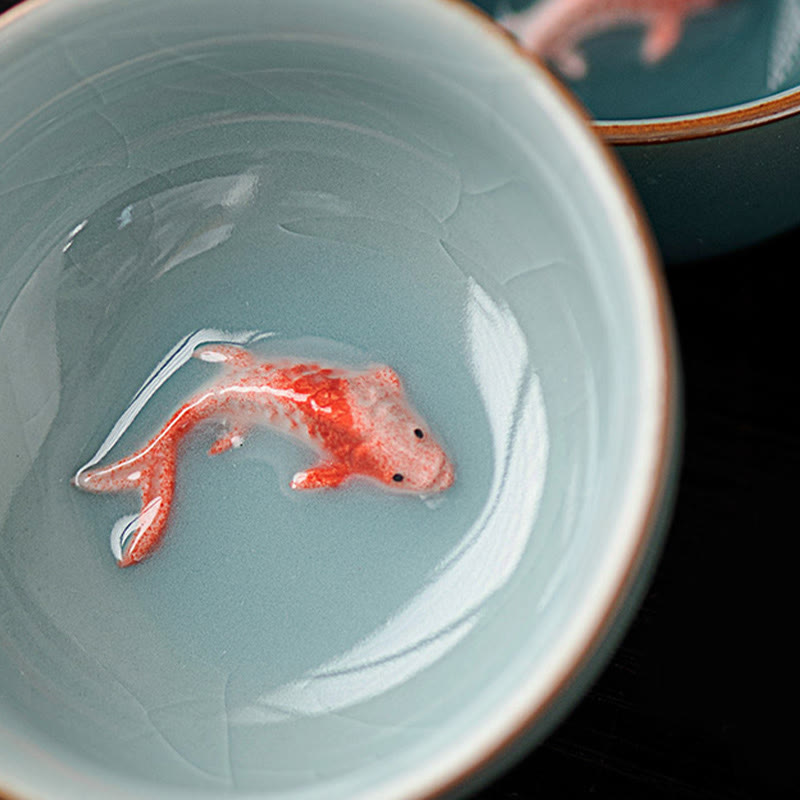 Buddha Stones, handbemalte Koi-Fisch-Keramik-Teetasse, Kung-Fu-Teetasse, 50 ml - image 5