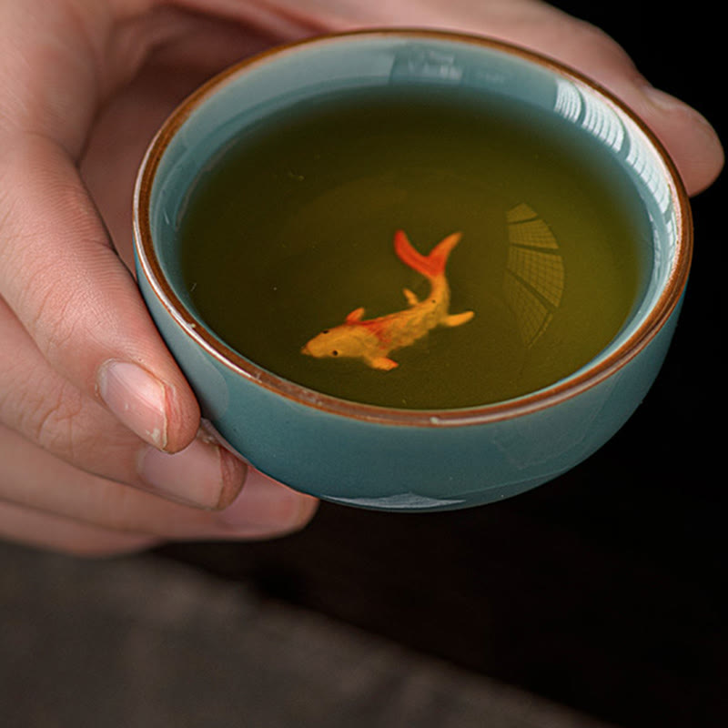 Buddha Stones, handbemalte Koi-Fisch-Keramik-Teetasse, Kung-Fu-Teetasse, 50 ml - image 1