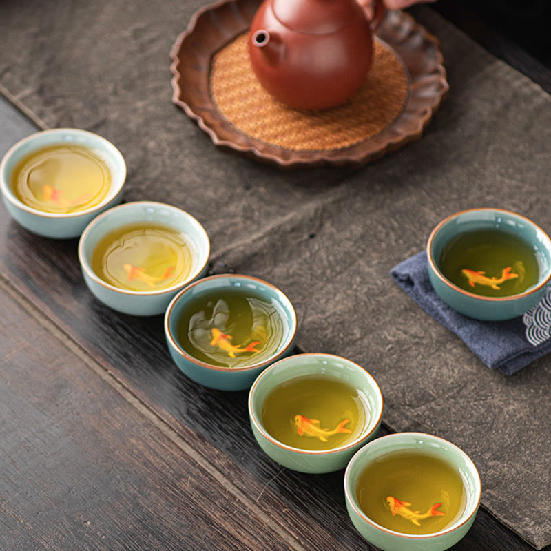Buddha Stones, handbemalte Koi-Fisch-Keramik-Teetasse, Kung-Fu-Teetasse, 50 ml - image 12