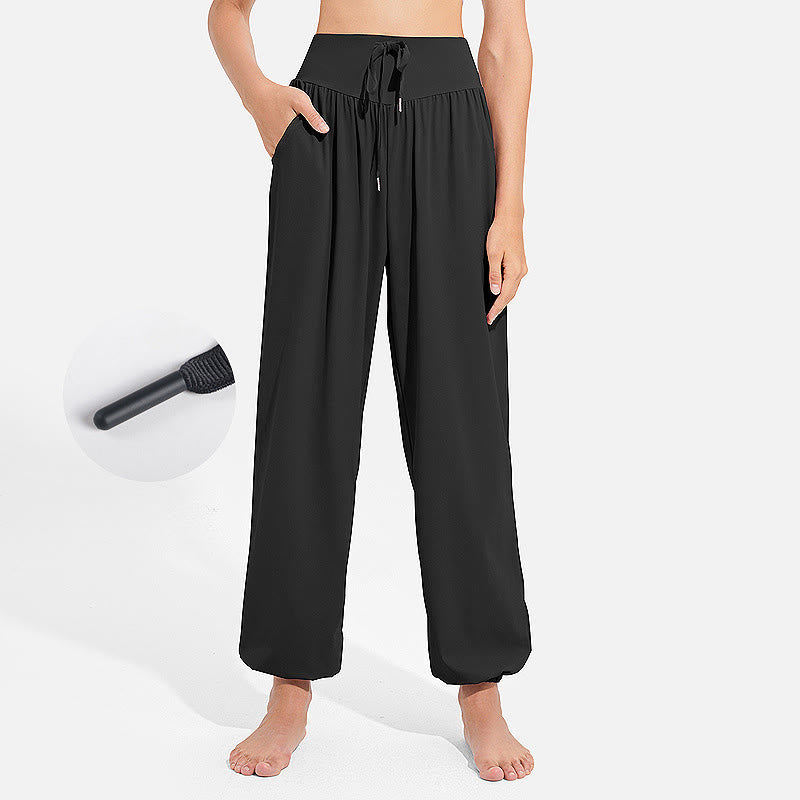 Buddha Stones schlichte Haremshose für Damen mit Kordelzug und elastischem Bund, ideal für Sport, Yoga und Freizeit, mit Taschen - Schwarz - US 8-10, UK/AU 12-14, EU 40-42 (2XL) - image 4