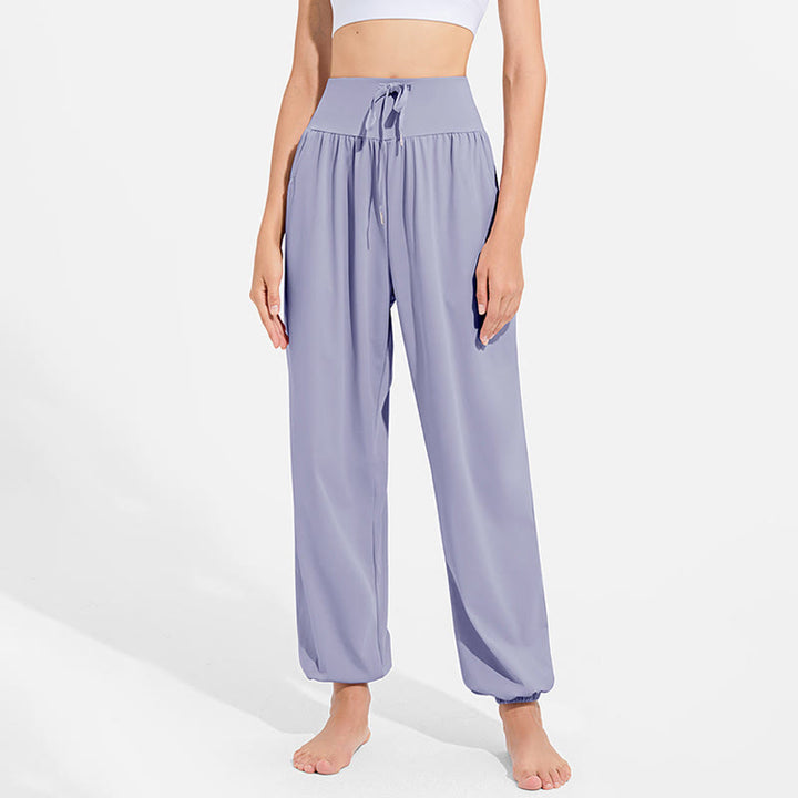 Buddha Stones schlichte Haremshose für Damen mit Kordelzug und elastischem Bund, ideal für Sport, Yoga und Freizeit, mit Taschen - image 1