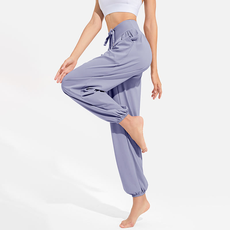Buddha Stones schlichte Haremshose für Damen mit Kordelzug und elastischem Bund, ideal für Sport, Yoga und Freizeit, mit Taschen - image 2