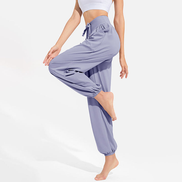 Buddha Stones schlichte Haremshose für Damen mit Kordelzug und elastischem Bund, ideal für Sport, Yoga und Freizeit, mit Taschen - image 2