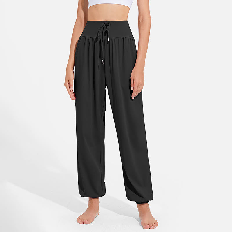 Buddha Stones schlichte Haremshose für Damen mit Kordelzug und elastischem Bund, ideal für Sport, Yoga und Freizeit, mit Taschen - image 5