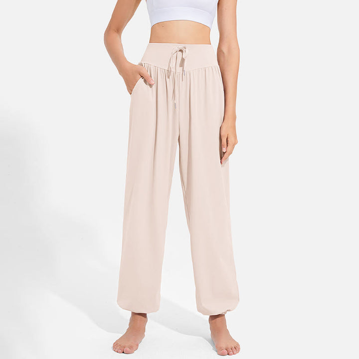Buddha Stones schlichte Haremshose für Damen mit Kordelzug und elastischem Bund, ideal für Sport, Yoga und Freizeit, mit Taschen - image 9