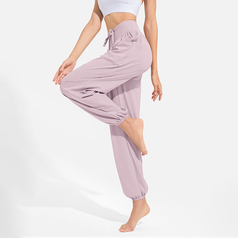 Buddha Stones schlichte Haremshose für Damen mit Kordelzug und elastischem Bund, ideal für Sport, Yoga und Freizeit, mit Taschen - image 15
