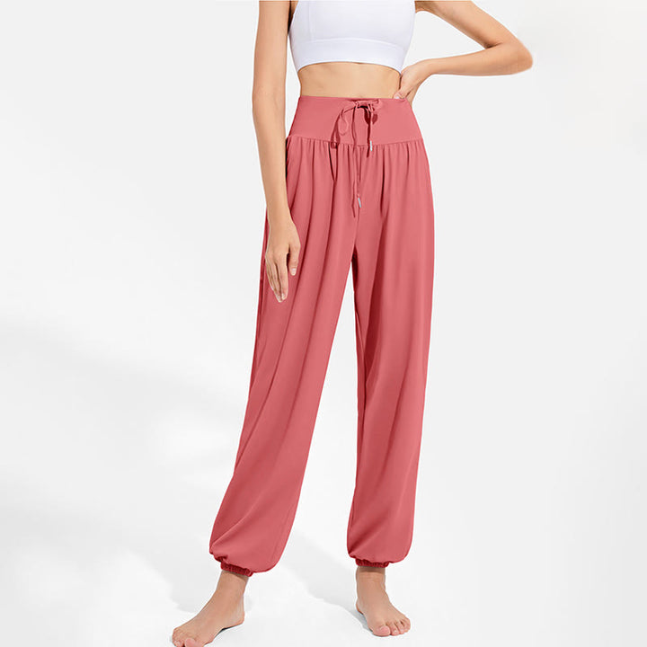 Buddha Stones schlichte Haremshose für Damen mit Kordelzug und elastischem Bund, ideal für Sport, Yoga und Freizeit, mit Taschen - image 27