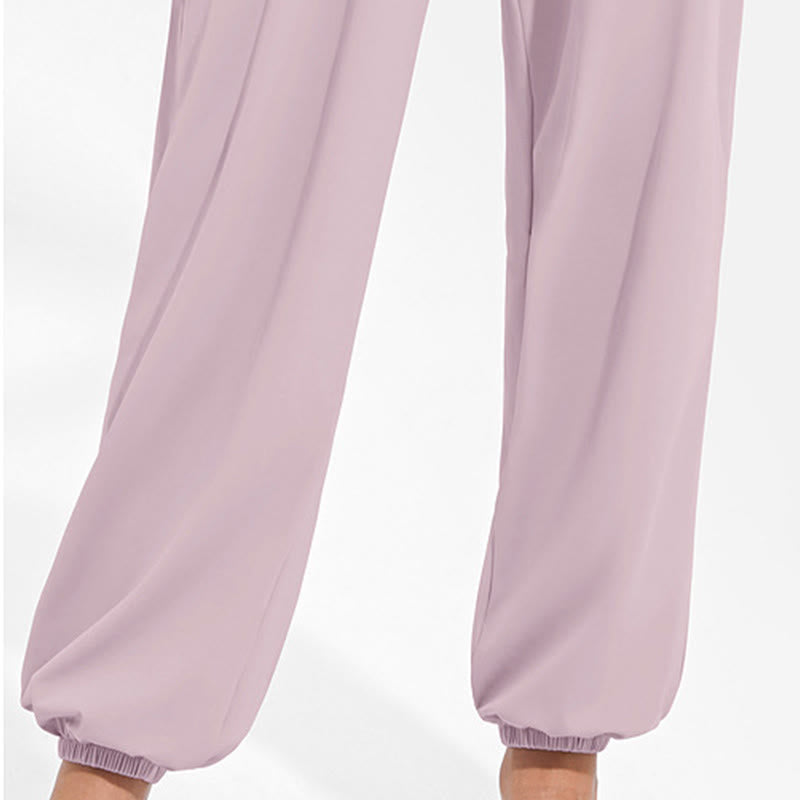 Buddha Stones schlichte Haremshose für Damen mit Kordelzug und elastischem Bund, ideal für Sport, Yoga und Freizeit, mit Taschen - image 19