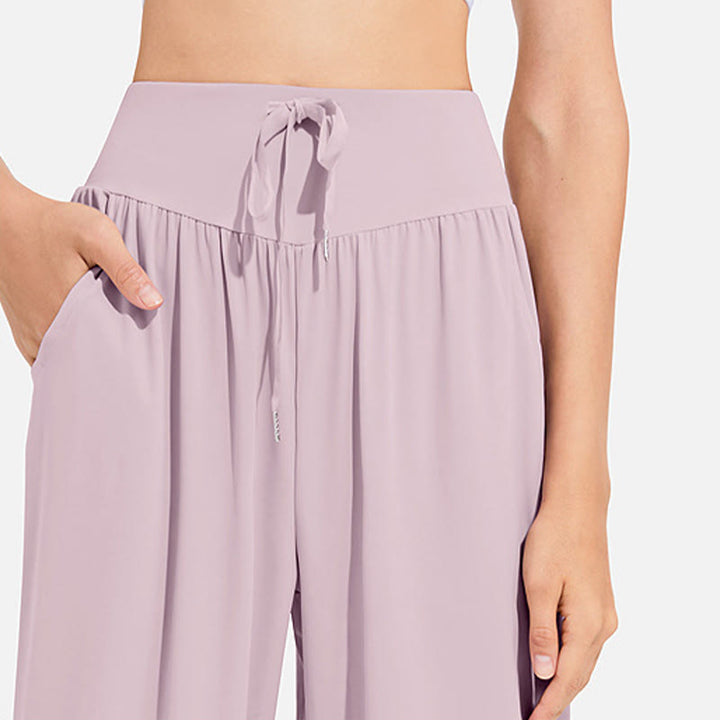 Buddha Stones schlichte Haremshose für Damen mit Kordelzug und elastischem Bund, ideal für Sport, Yoga und Freizeit, mit Taschen - image 17