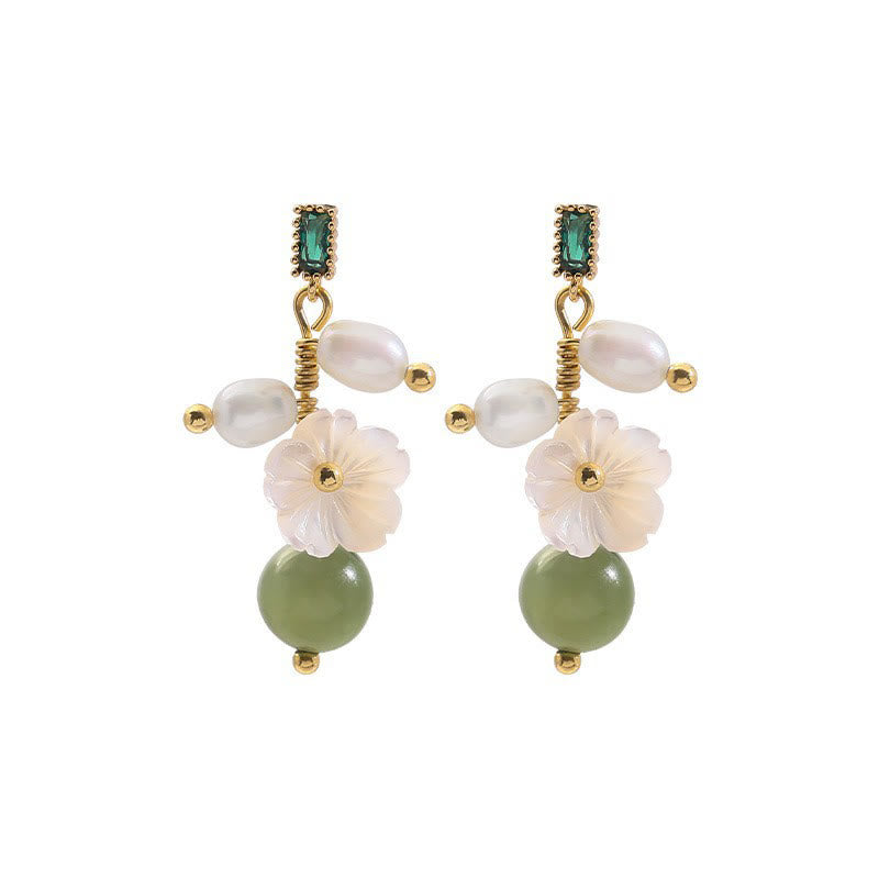 Buddha Stones, Hetian-Jade, Perlen, Blumenohrringe – Symbol für Wohlstand und Fülle - image 8
