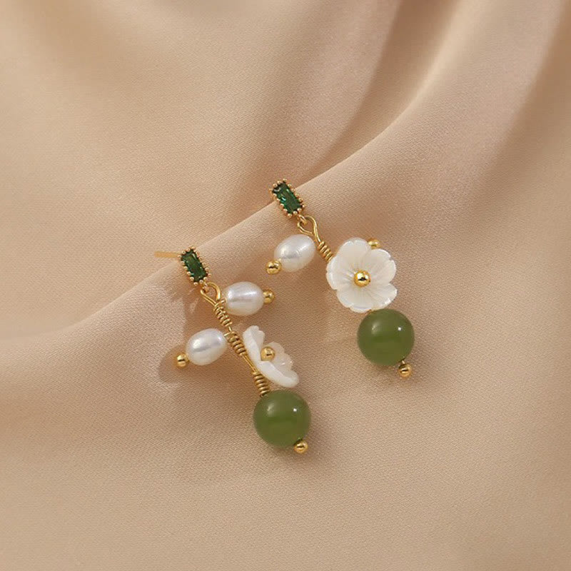 Buddha Stones, Hetian-Jade, Perlen, Blumenohrringe – Symbol für Wohlstand und Fülle - image 6